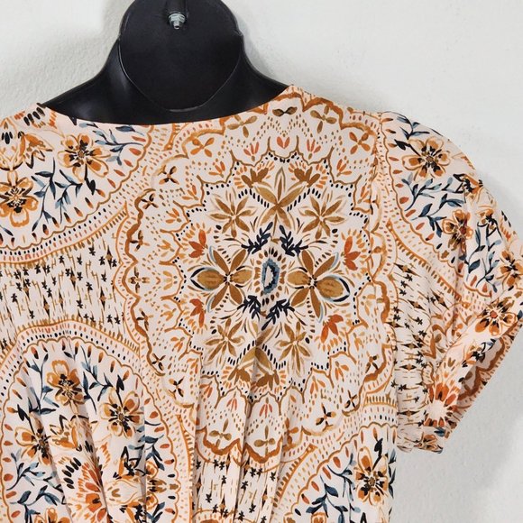 Torrid Women Size 1 / 1X  Faux Wrap Dress Pockets Orange Blue Floral Print - Picture 5 of 10